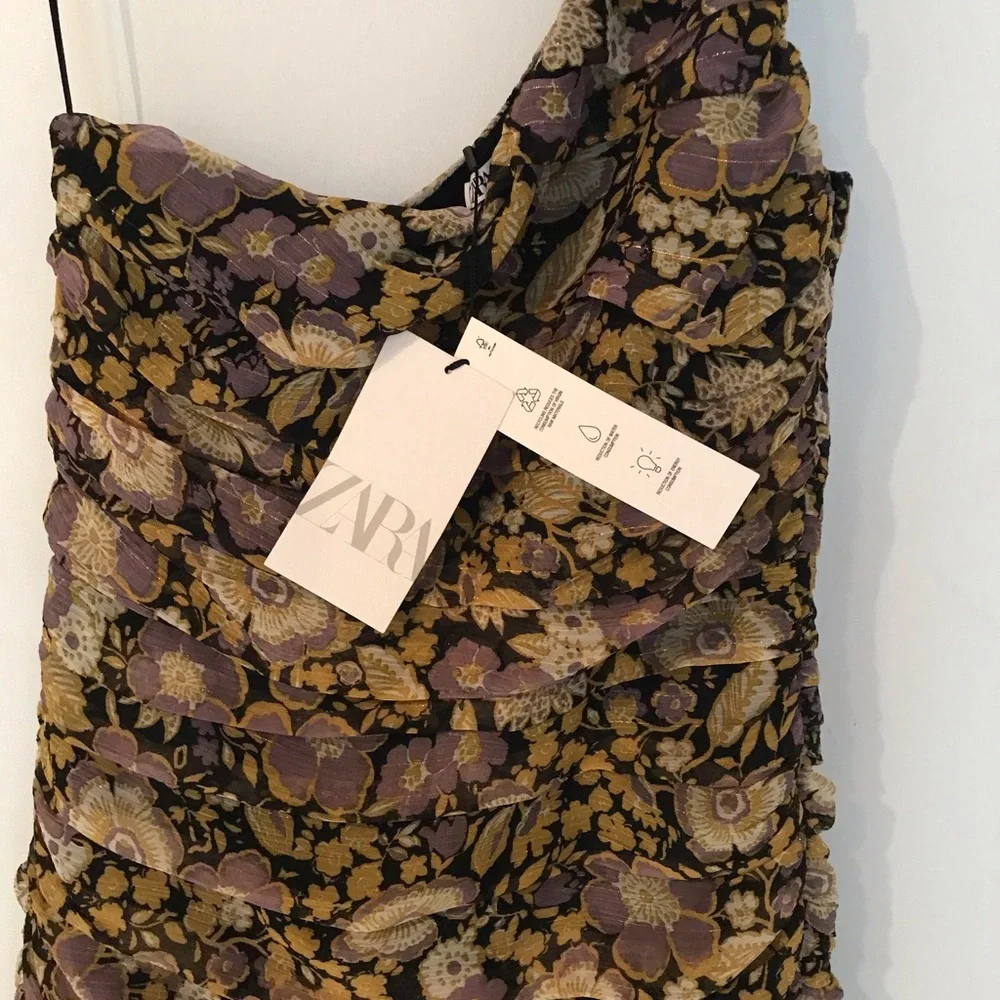 Zara NWT floral draped dress size small - Picture 8 of 12